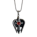 Collana vintage in acciaio con croce alata e gemma rossa su catena a sfere argento - Occhio Rosso (Senza Catena)