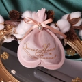 Pink heart-shaped velvet gift bag with a satin bow and gold Sweet Heart Forever text - Pink With Pearl
