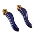Pair of deep purple Cornicello Italian horn charms with gold rings for jewelry making - 5 Pieces/Pack (1.5cm) / Gold-Royal Blue