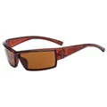 Y2K outdoor sports sunglasses with dark brown resin frame and translucent tea lenses - Clear Tea Frame Tea Lens