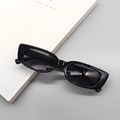 Classic black square frame sunglasses with thick temples in a retro minimalist style - Bright Black