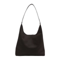 Borsa hobo vintage nera intrecciata di grande capacità con tracolla per donna - caffè
