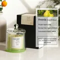 Freesia scented soy candle with glass dome and gift box in light green finish - Freesia