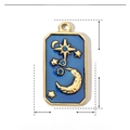 Detailed size chart for vintage celestial pendant featuring moon and star enamel motifs - Moon Star-Blue