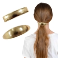 Brushed golden rectangular metal hair clip for ponytail styling with minimalist texture - Set 14 (2 Pieces)