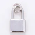 Mini silver copper padlock charm with interlocking rings for DIY jewelry making - Lock Pendant / Rose Red