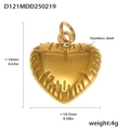 Macro view of 18k gold plated heart pendant in stainless steel with 16mm height detail - D121-Gold 3D Heart