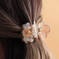 Molla per capelli floreale in acetato con strass per un look elegante a coda di cavallo - Fiore con Strass Arancione-H478