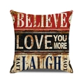 Vintage industrial wood-style pillowcase with Believe and Love text prints - Style 13/BELIEVE / 45cmx45cm