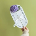 Handmade purple crochet hydrangea with silk ribbon on an elegant gift display card - Hydrangea - Purple