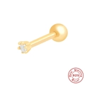 S925 sterling silver gold plated cartilage stud earring with cubic zirconia stone - Style 3 / Gold
