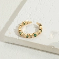 Anello regolabile placcato oro 14K con zircone verde a goccia e gemme trasparenti - Zirconia Bianca e Verde