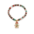 Détail du charm bonhomme de neige sur un bracelet de perles de Noël en argile polymère - Argile Polymère Breloque Bonhomme de Neige
