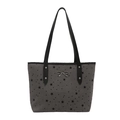 Graue Tote-Bag mit schwarzem Sternenmuster und Metallschleife auf weißem Hintergrund - Stern