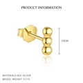 Minimalistische S925 Sterling Silber Perlenohrstecker mit edlem Gold-Finish - Dreifache vertikale Perlenohrstecker (Paar)
