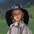 Cappello da sole mimetico grigio scuro per bambini con tesa larga nera - Nero (1183-Nero)