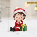 Cute resin Christmas boy doll figurine with a green gift box for holiday desk decor - Christmas Elf Boy