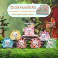 Set of seven dreamlike fox figurines with flocking texture and traditional props - -417 Sui Sui Ping An Spirit Fox Set 6 / Random 1pc