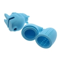 Blue silicone animal-shaped tea infuser with detachable body and integrated tea leaf filter - Squirrel Orange