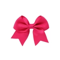 Handmade rose red grosgrain ribbon bow hair clip for girls with ribbed texture - Bright Rose