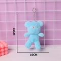 Blue plush bear keychain 15cm height with silver ring and soft candy color texture - Blue / Round Buckle