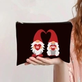 Detail of canvas makeup bag featuring Be Mine gnome print and durable metal zipper - Black Gnome Be Mine (jiayingpbb0317)