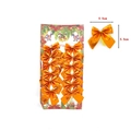 Set of 12 orange glitter Christmas bows for tree decor, size 5.5cm with card packaging - Card Packaged Set / Set of 12 / Bronze