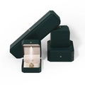 Dark green octagonal jewelry box set with internal LED light for rings and necklaces - Ring Box / Dark Green with LED