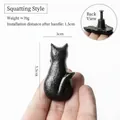 Retro black sitting cat furniture handle, vintage cast iron cabinet pull for drawers - Cat-Squatting Style (Black)