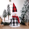 Christmas snowman plush doll with red and black plaid hat and festive red scarf decor - Snowman Style