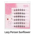 Self-adhesive cluster eyelashes in sunflower style with 6 rows of individual wisps - Glue-Free Lazy Sunflower
