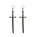 Dark vintage dagger earrings featuring black cross swords and gothic metal style design - Matte Black Sword Style (01)