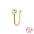 925 sterling silver heart-shaped golden nose cuff with sparkling zircon stone - Gold Heart