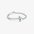Minimalist S925 silver chain ring with marquise cut blue gemstone on white background - US 6 / Silver Chain Blue Marquise