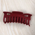 Deep red matte finish 12cm bow-shaped hair claw clip for thick hair styling - Burgundy