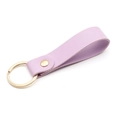 Minimalist lavender PU leather keychain with a polished gold ring and rivet detail - Purple & Gold