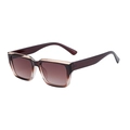 Rectangle gradient brown sunglasses with burgundy temples and gold metal accents - Tea Gradient Tea Grey