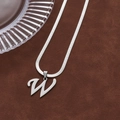Hip hop silver letter W pendant necklace with sleek snake chain for men and women - Letter W