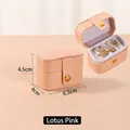 Mini lotus pink PU leather jewelry travel case for rings and earrings, 6.5x4.5cm size - Small Ring Box White Interior (Lotus Pink)