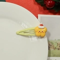 Christmas hair clip with a yellow star in a Santa hat on a light green snap base - Beige Christmas Star Hair Clip