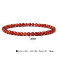 Red 4mm natural agate bead stretch bracelet with 19cm circumference for women - 4mm Red Agate