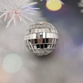 Silver mirror disco ball ornament with shiny mosaic glass squares for festive party decoration - 5cm Sphere