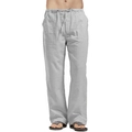 Detalle de pantalones casuales de lino gris para hombre con cintura elástica y cordón - S / Bottoms / Gris