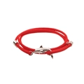 Red woven rope bracelet with silver dolphin charm and metallic nautical accents - Dolphin / Red