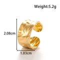 Adjustable golden hammered stainless steel wide ring with wavy textured finish - Textured Hammered Style / Gold