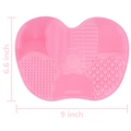 Pink silicone makeup brush cleaning mat with suction cups and textured surface patterns - Large / Pink