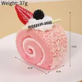 Pink PU strawberry cream Swiss roll model with decorative berry and chocolate stick - Pink Swiss Roll / Without Magnet