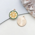 Pendentif fleur de cerisier en émail vert pour accessoires de création de bijoux DIY - Tranche de Citron (17535)