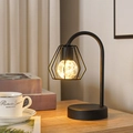 Lampada decorativa moderna in ferro nero con collo curvo e lampadina LED calda sulla scrivania - Lampada da tavolo curva nera / Luce calda-Tipo a batteria