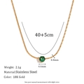 Collier en acier inoxydable plaqué or 18 carats avec mini zircon rond vert brillant - Or-Strass Vert
